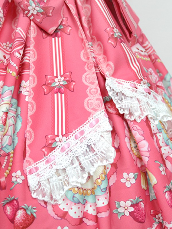 Sweet Strawberry Rabbit Print Short Sleeve Lolita One-piece OP Sweet Strawberry Rabbit Print Short Sleeve Lolita One-piece OP